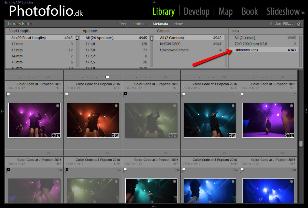 Manglende objektiv information i Lightroom CC (2015.5) og Lightroom 6.5